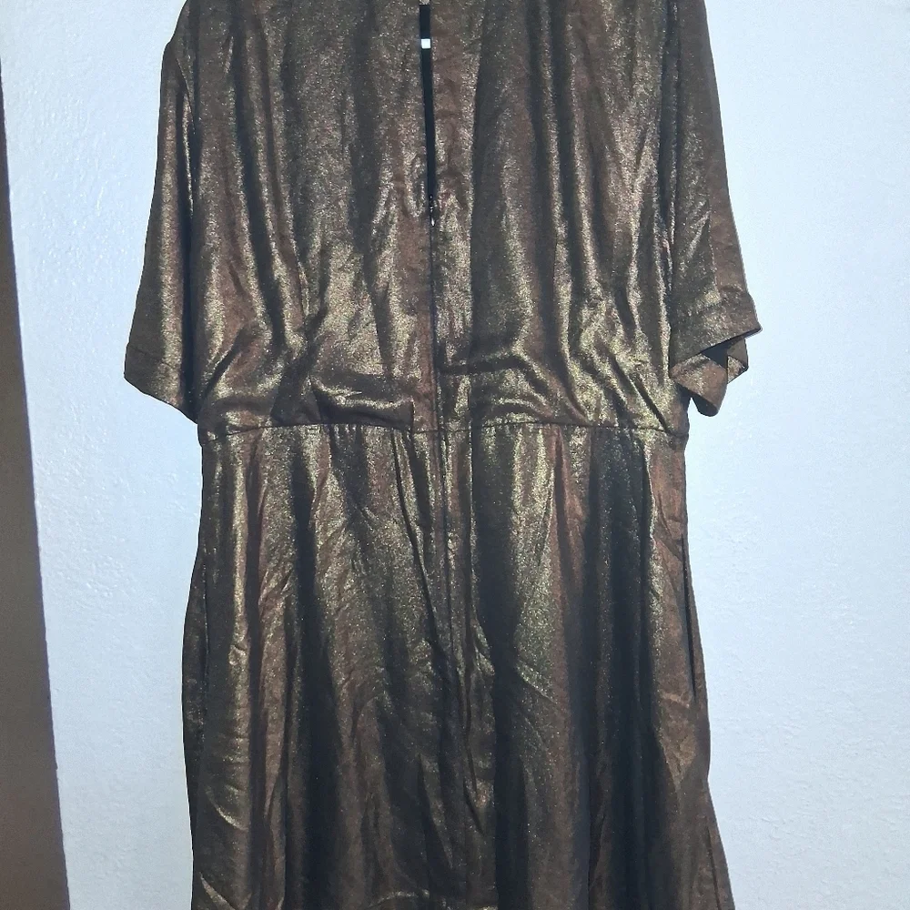 Emily And Fin Shake And Shimmer A Line Mini Dress Gold Metallic XXL - Picture 7 of 8
